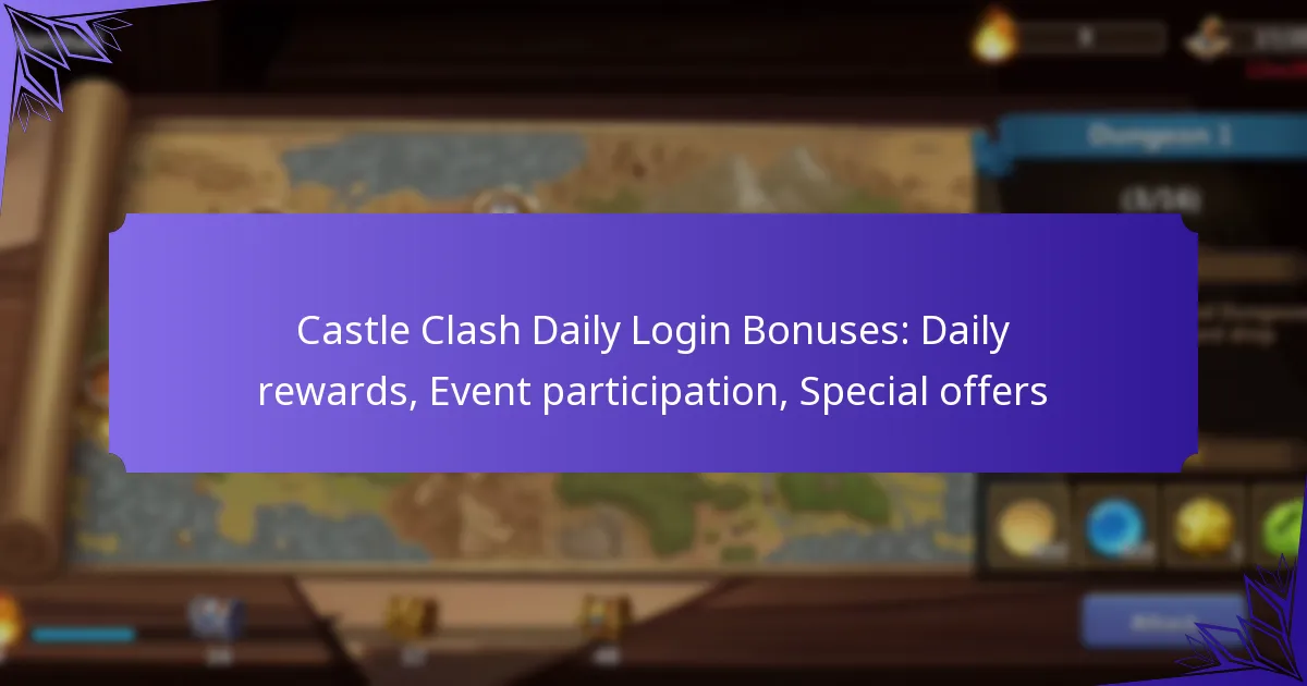 Castle Clash Daily Login Bonuses: Daily rewards, Event participation, Special offers