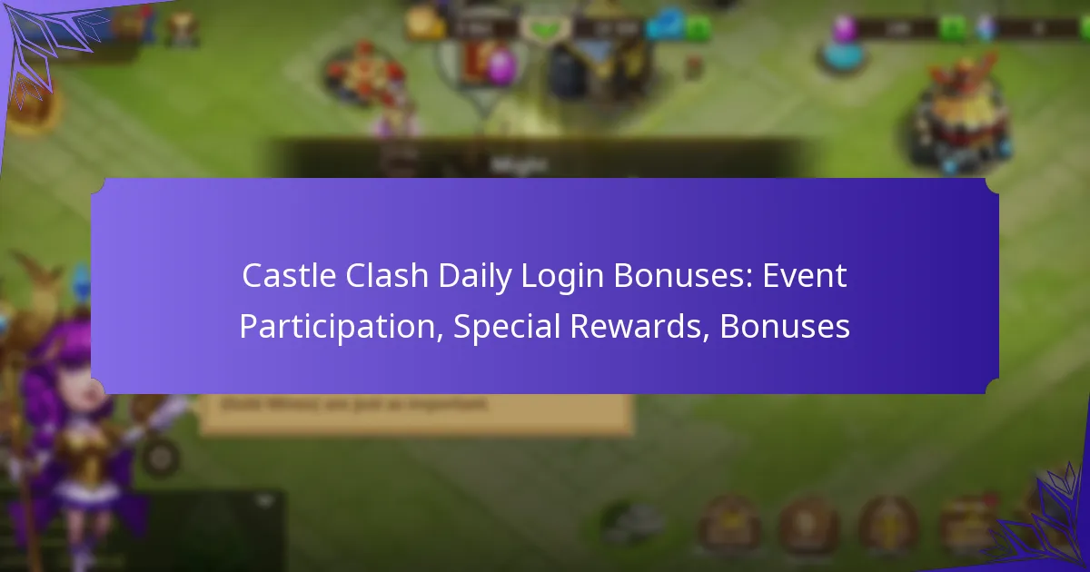Castle Clash Daily Login Bonuses: Event Participation, Special Rewards, Bonuses