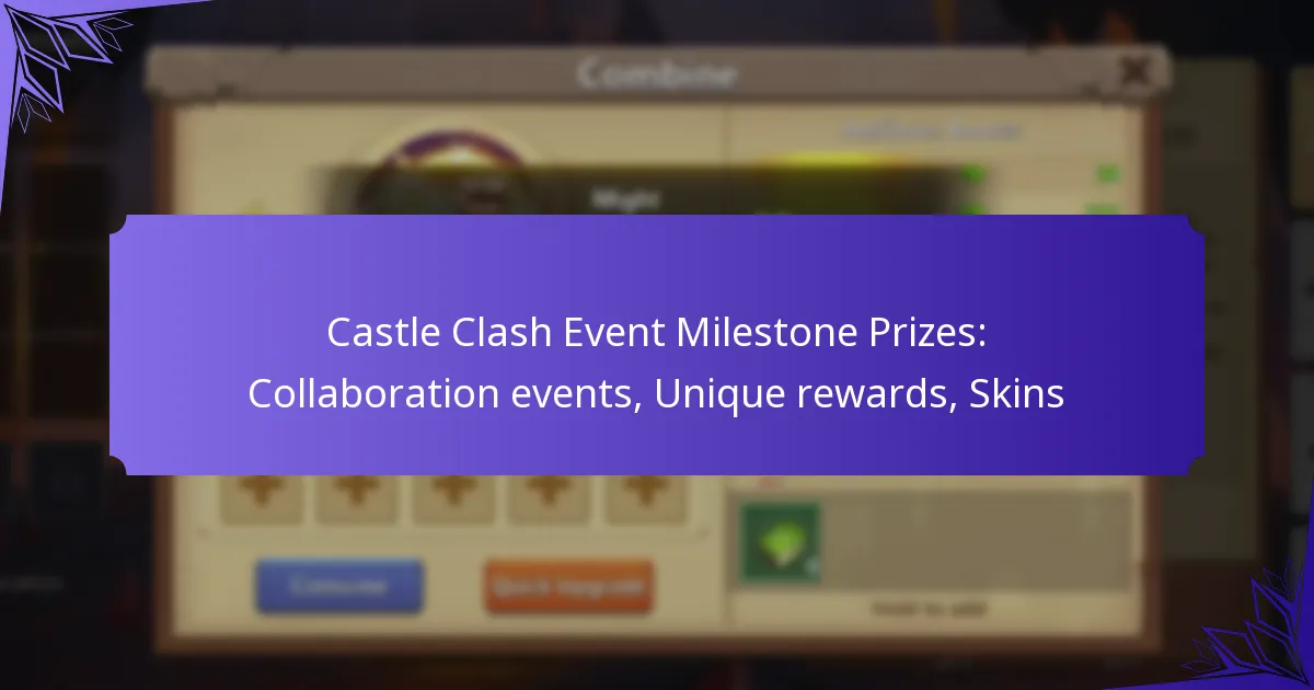 Castle Clash Event Milestone Prizes: Collaboration events, Unique rewards, Skins