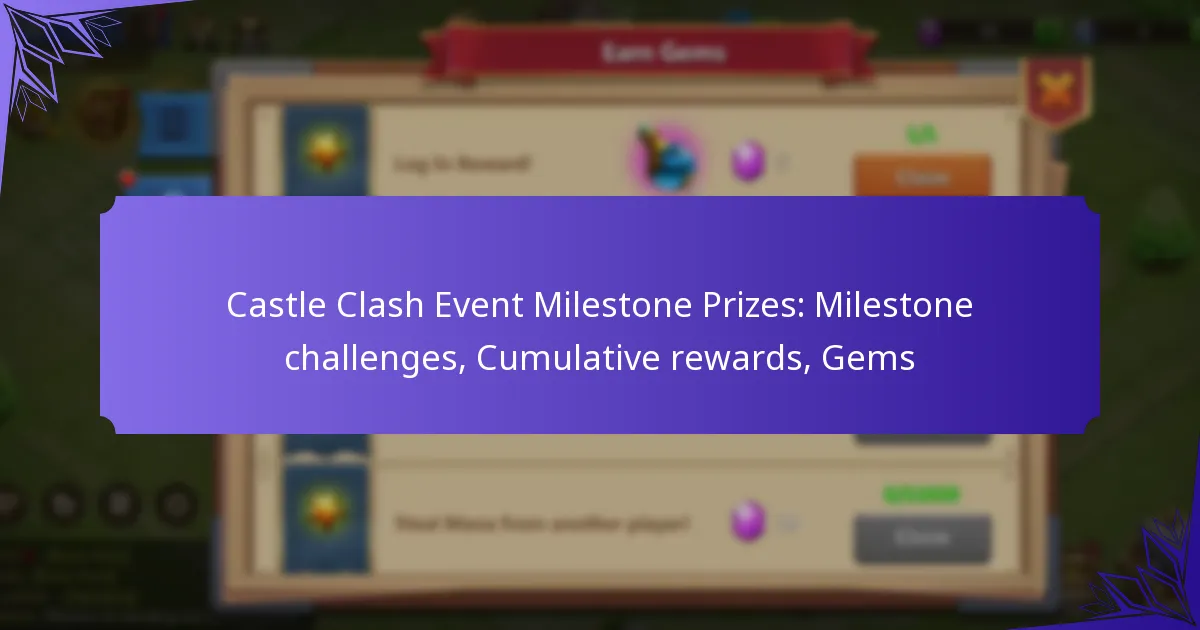 Castle Clash Event Milestone Prizes: Milestone challenges, Cumulative rewards, Gems