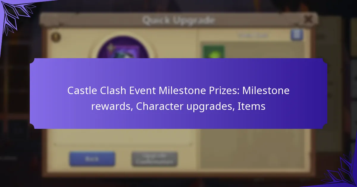 Castle Clash Event Milestone Prizes: Milestone rewards, Character upgrades, Items