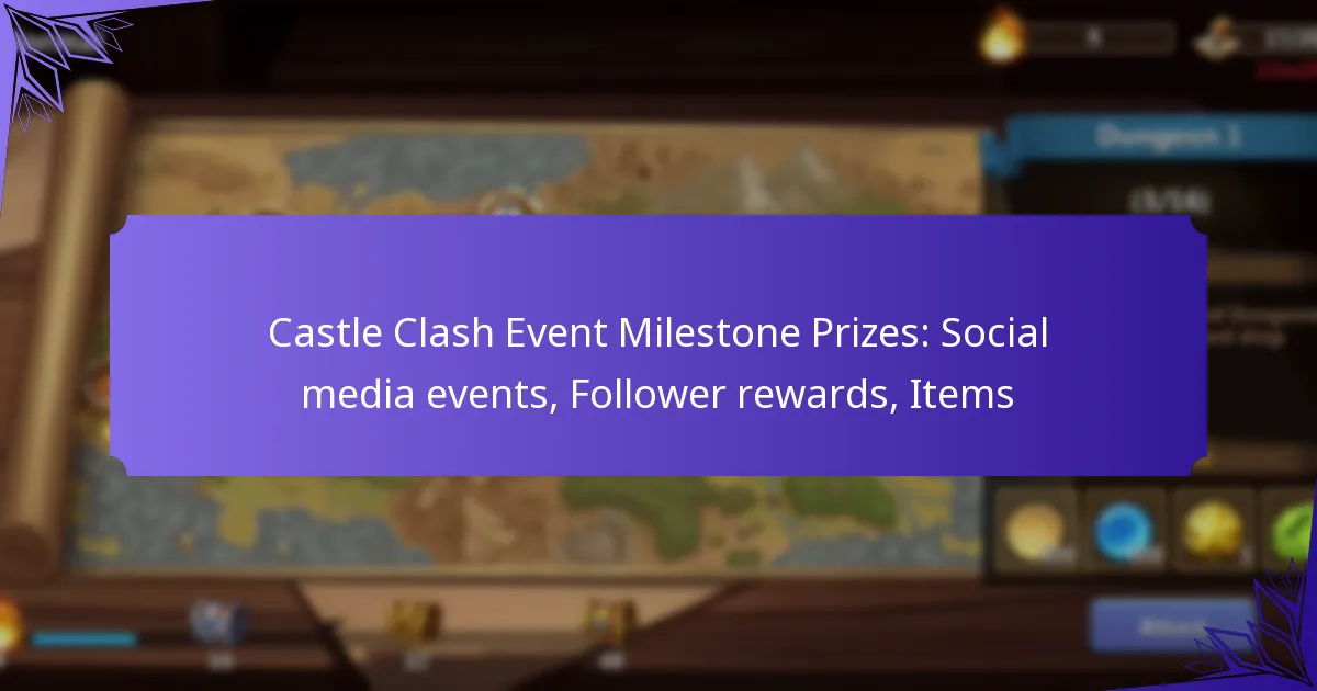 Castle Clash Event Milestone Prizes: Social media events, Follower rewards, Items