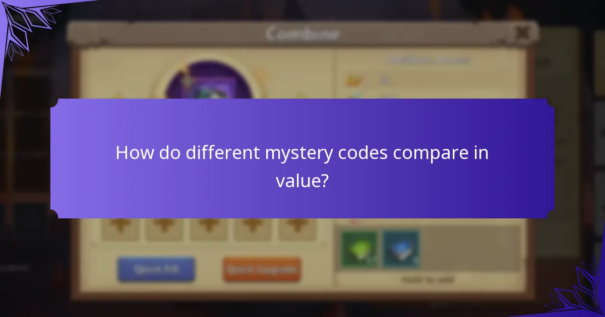 How do different mystery codes compare in value?