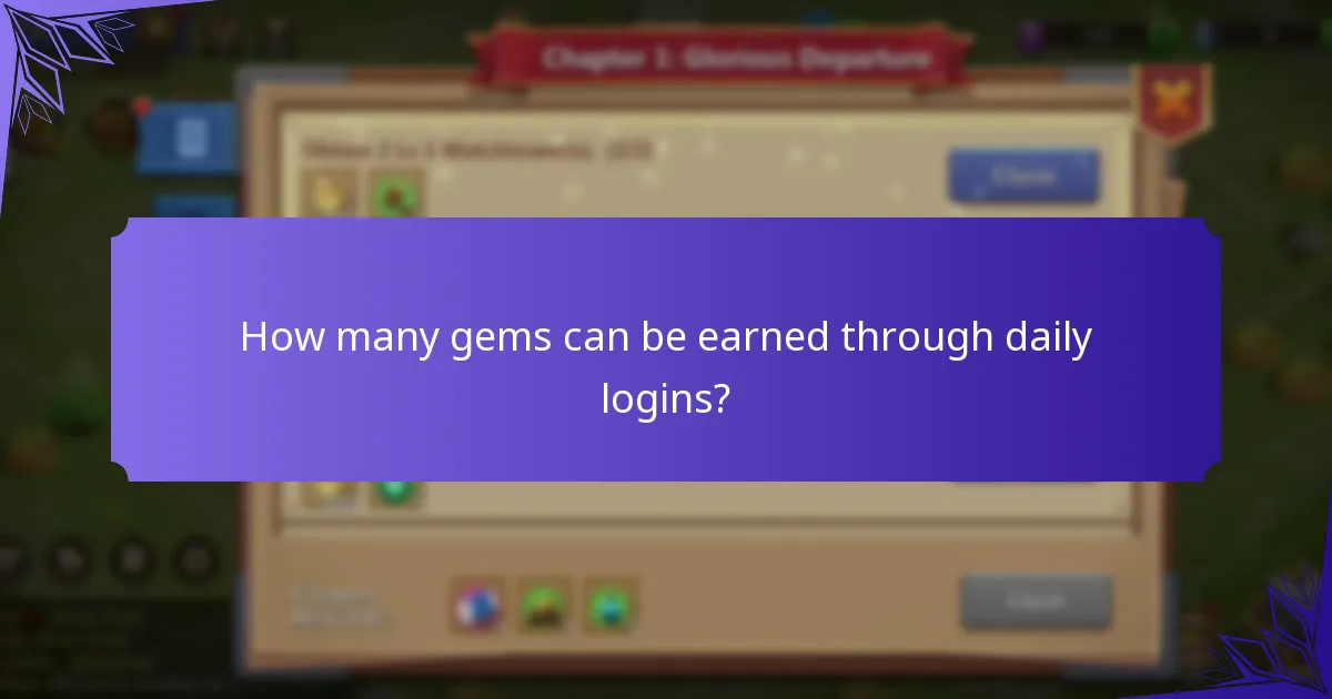 How many gems can be earned through daily logins?