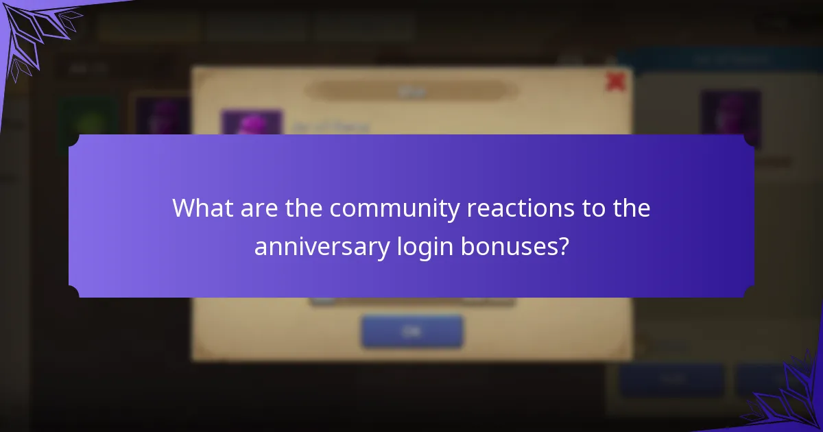 What are the community reactions to the anniversary login bonuses?