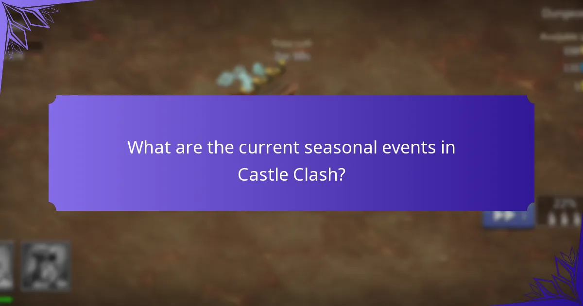 What are the current seasonal events in Castle Clash?