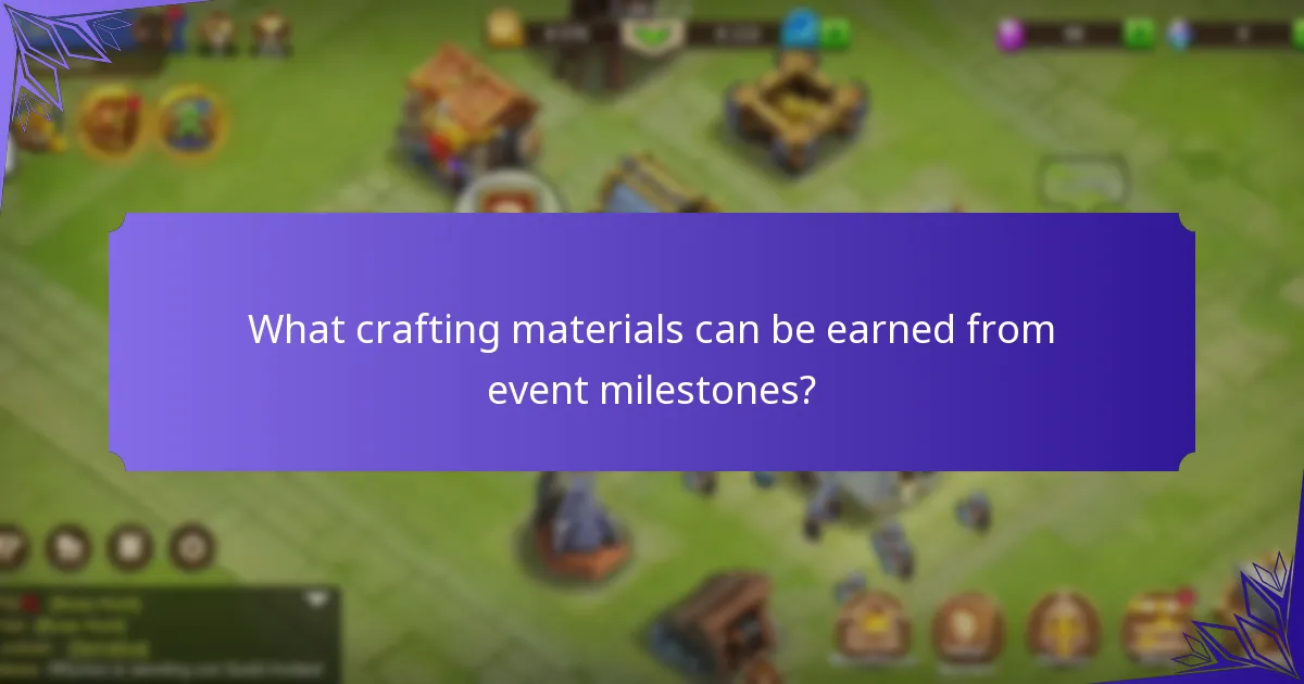 What crafting materials can be earned from event milestones?
