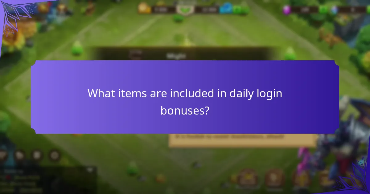 What items are included in daily login bonuses?