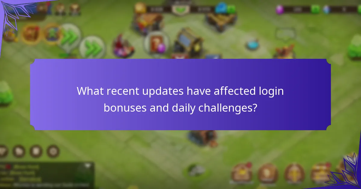 What recent updates have affected login bonuses and daily challenges?
