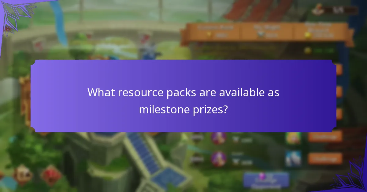 What resource packs are available as milestone prizes?
