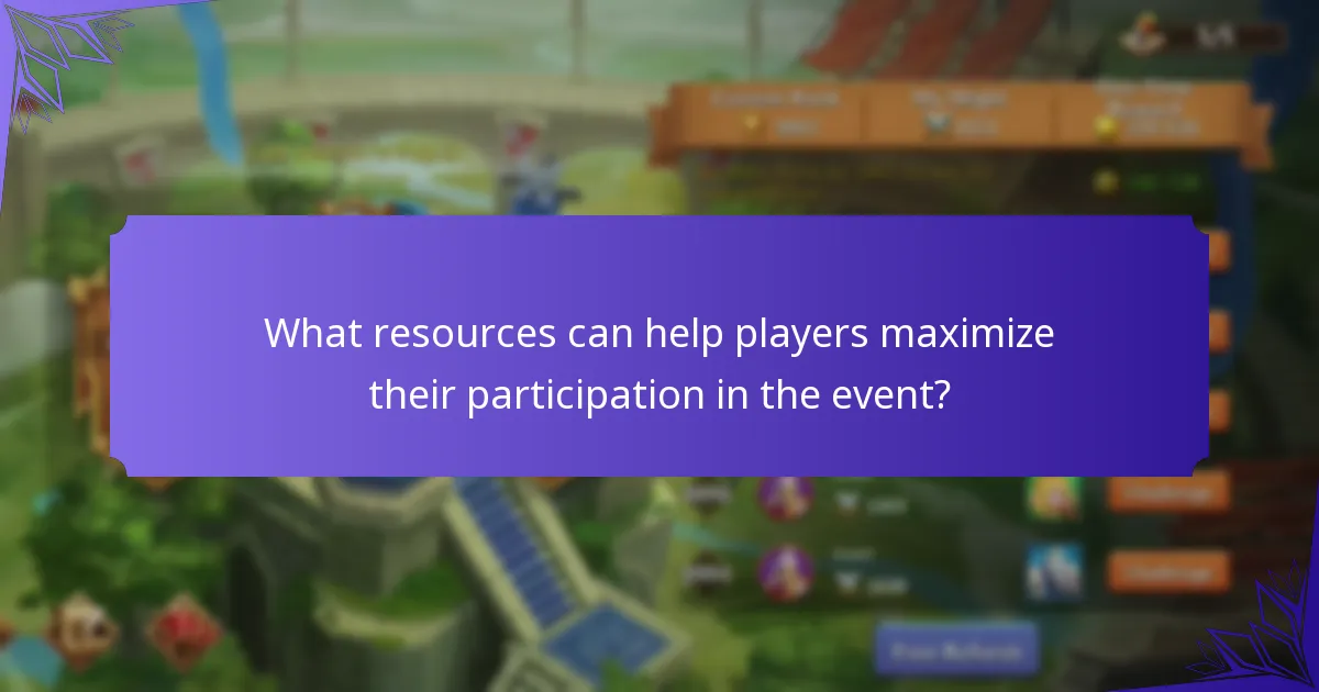 What resources can help players maximize their participation in the event?
