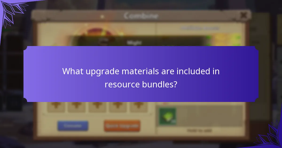 What upgrade materials are included in resource bundles?