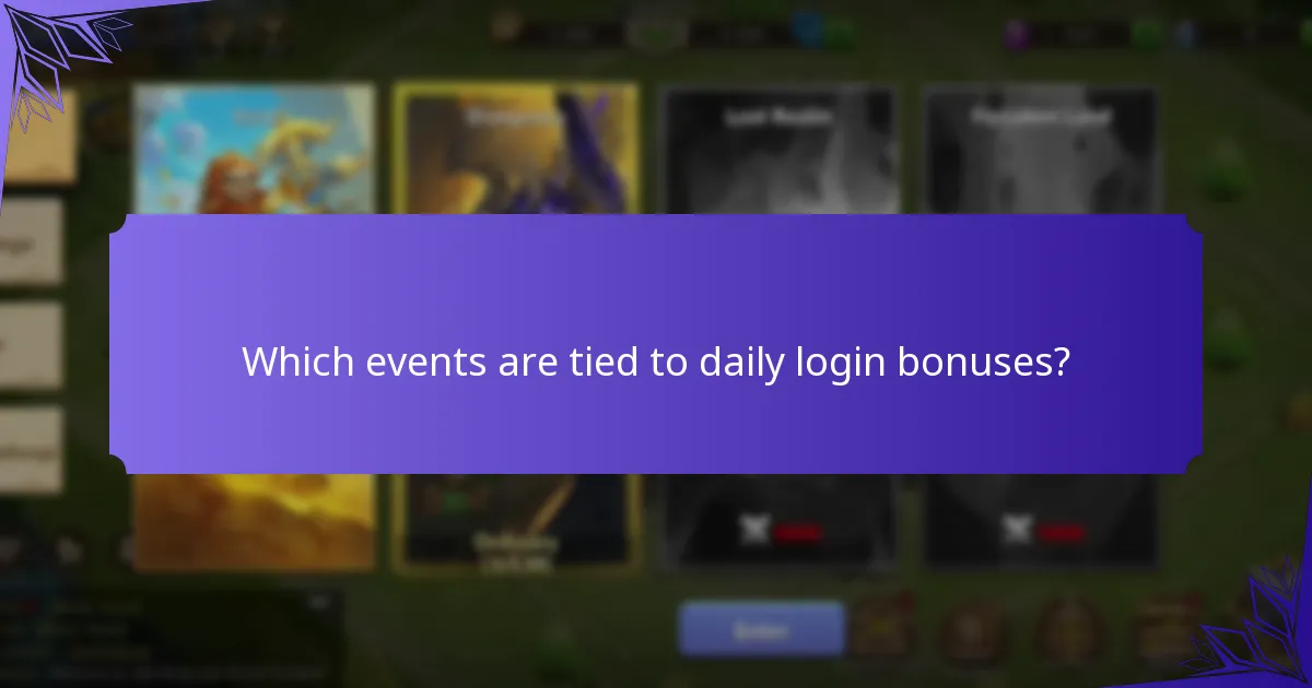Which events are tied to daily login bonuses?